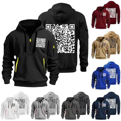 Funny Fu Qr Code Hoodie Unisex, Funny Hoodies for Men Quarter Zip Pullover Qr Scan Code Joke Sweatshirt