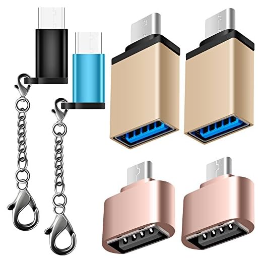 AFUNTA 6-pack nyckelring USB typ C adapter med mikro-USB 2.0 OTG, snabbladdare för Samsung Galaxy S8+ S8 ny Macbook Pro Pixel XL Nexus 5X 6P LG G5 G6 V20