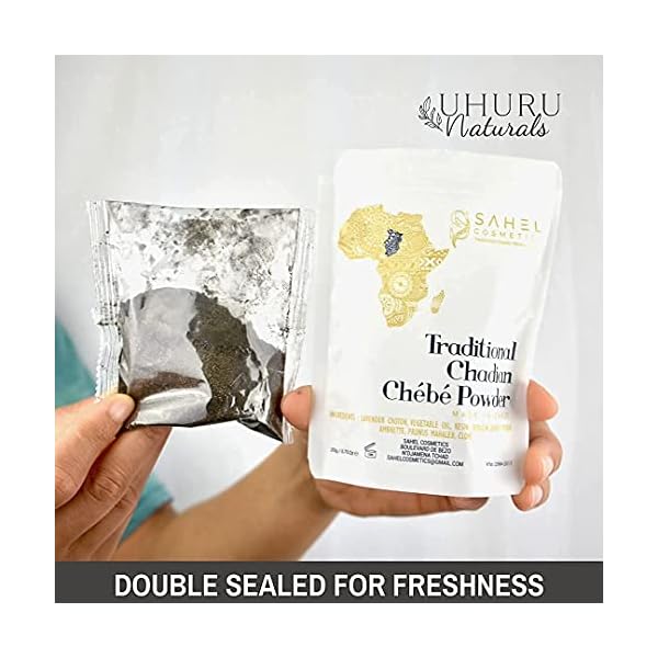 Uhuru-Naturals-Sahel-Cosmetics-Chebe-Powder-20g-Contains-All-Natural-Ingredients-Promotes-Strong-and-Healthy-Hair-Growth-Helps-Prevent-Breakage-Especially-Formulated-for-Dry-Kinky-Hair-Available-in-4- Uhuru Naturals Sahel Cosmetics Chebe Powder - Contains All-Natural Ingredients Promotes Strong and Healthy Hair Growth Helps Prevent Breakage Especially Formulated for Dry Hair Available in 4 Sizes