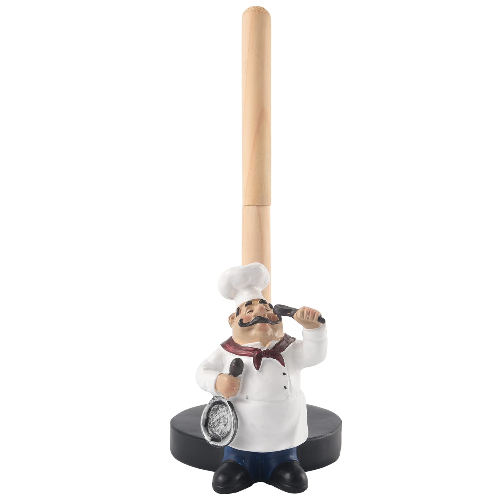 Lyzeous Resin Chef Double-Layer Paper Towel Holder Home Cake Shop Restaurant Crafts Decoration Ornament A