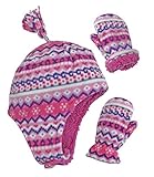 N’Ice Caps Toddler Baby Winter Hat Mitten Set – Kids Boys Girls Gloves Fleece Sherpa Lined (Fair Isle Print, 2-3 Years)