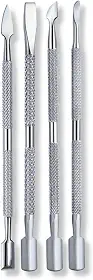Kit 4 Espátulas Ponta Dupla Aço Inox Cutícula Podóloga Unhas
