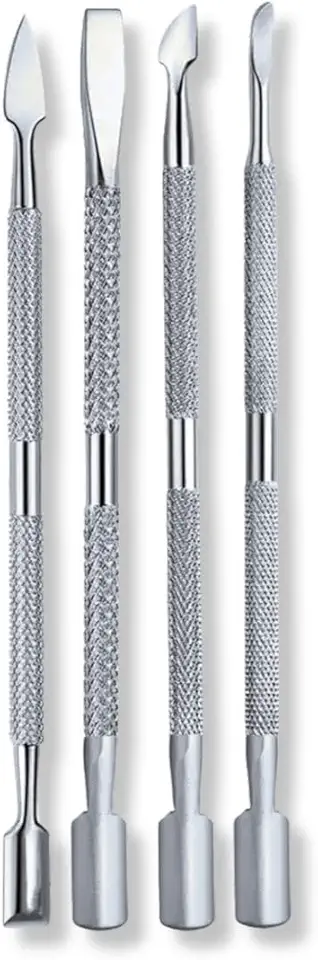 Kit 4 Espátulas Ponta Dupla Aço Inox Cutícula Podóloga Unhas