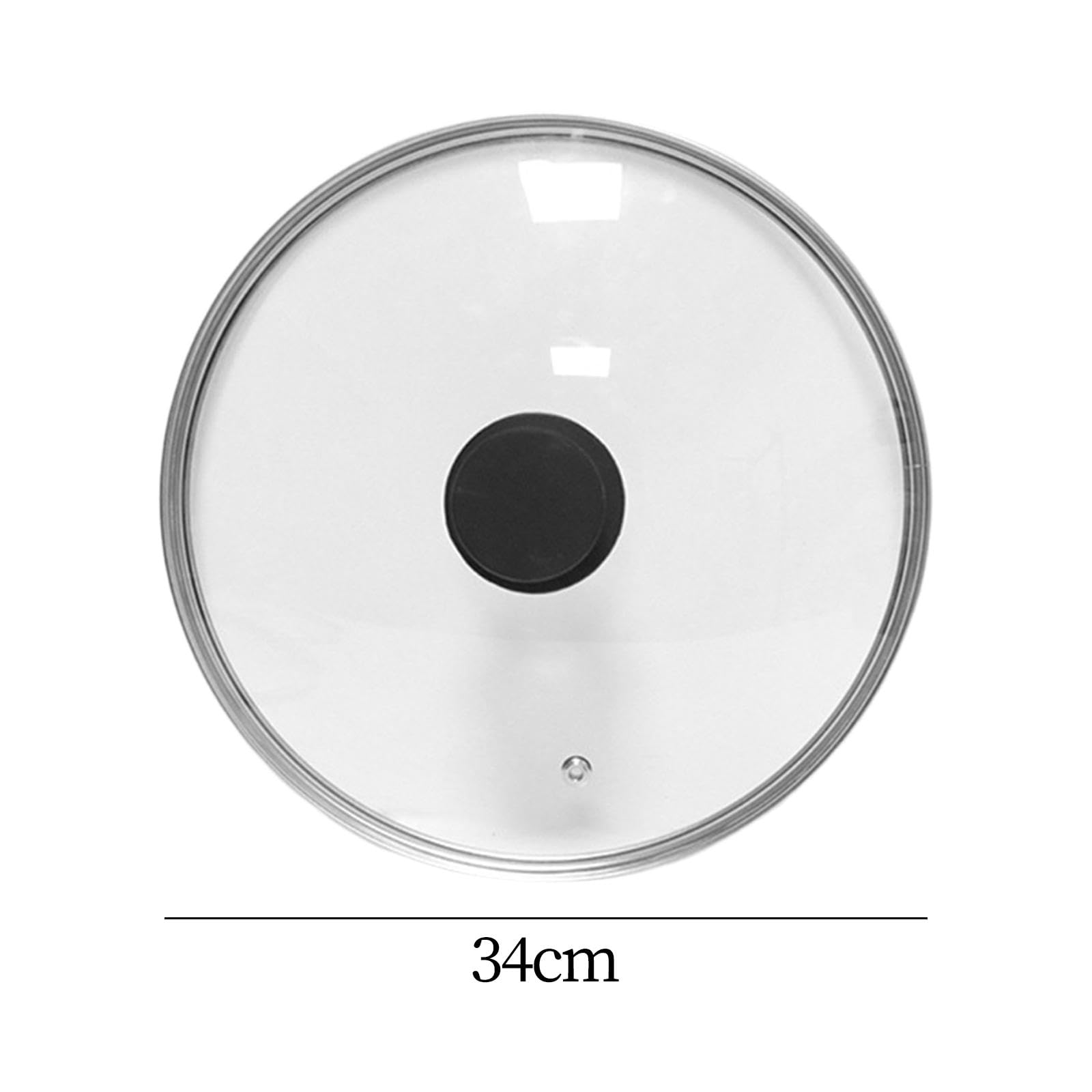 Tapa de Cristal 34 cm, Universal para Ollas y Sartenes, Tapa con Mango Termoplástico y Salida de Vapor, Tapa de Cristal Resistente al Calor, Apta para Lavavajillas