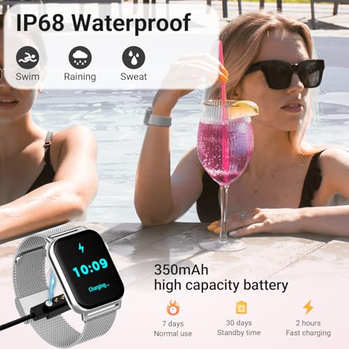 Image of Trendia Smart Watches for Women, 1.83'' HD Fitness Tracker with Answer /Make Calls, Heart Rate /Sleep /SpO2 Monitor, 120+ Sport Modes, IP68 Waterproof, Compatible iPhone /Android Silver