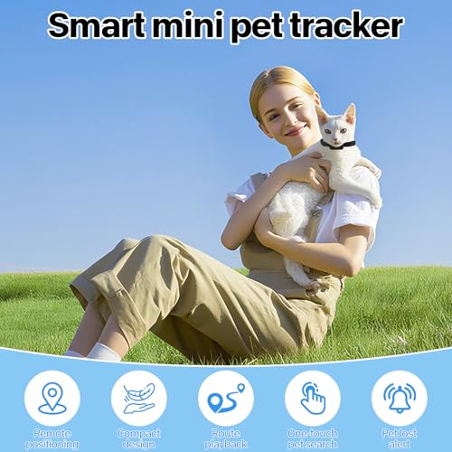 FLITI GPS Tracker Katze, Wasserdicht Bluetooth Haustier Locator, GPS Ortung mit verstellbarem Halsband, Lange Batterielaufzeit, Kompatibel mit iOS und Android, ohne ABO, für Hunde & Katzen (schwarz)