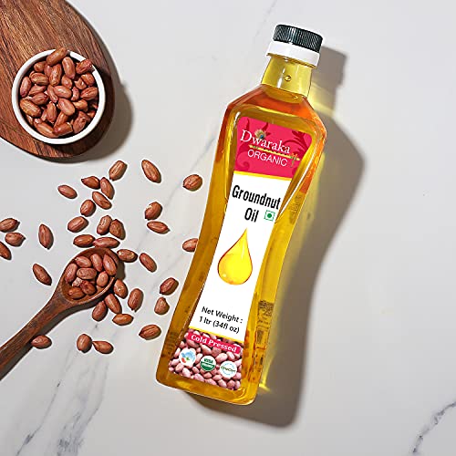 image for Dwaraka Organic - Cold Pressed Peanut Oil, 1L, 33 Fl Oz, Groundnut Oil