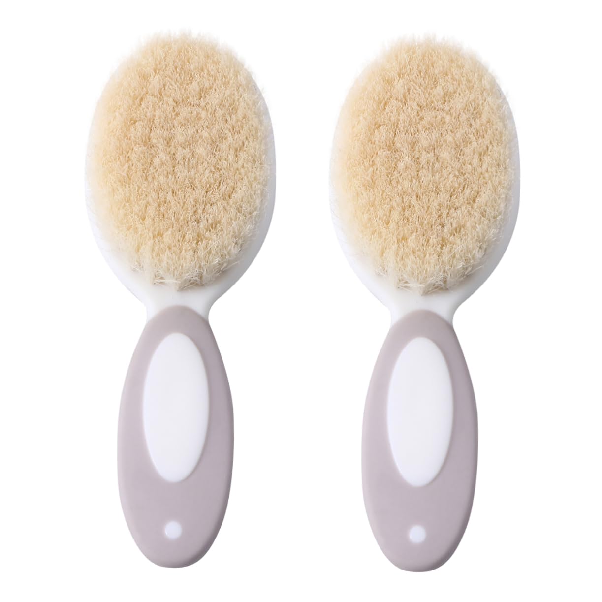 COOLHIYA Baby Hair Brush 2pcs Wool Shampoo Brush for Gentle Cleaning Baby Hair Products Natural Material
