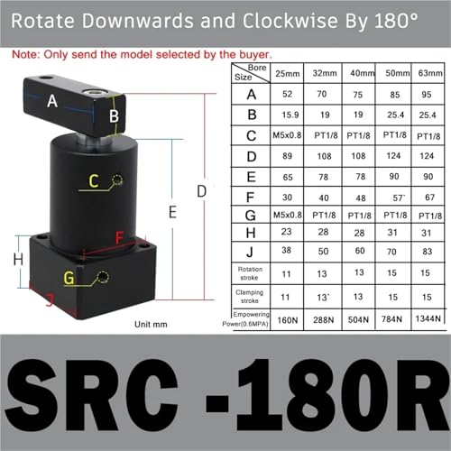 Vérin pneumatique rotatif ACK SRC32 SRC40 SRC50R serrage de basculement