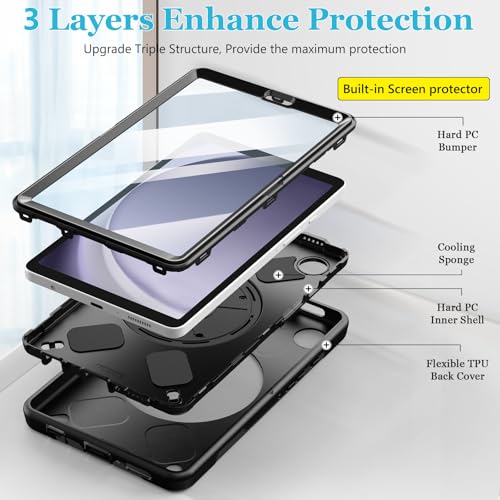 Case for Galaxy Tab A9 Plus 5G 2023: Heavy Duty TPU Cover for Samsung Tablet A9+ 11 Inch with Screen Protector- Stand - Handle - Shoulder Strap -S-Pen Holder- Black - Image 7