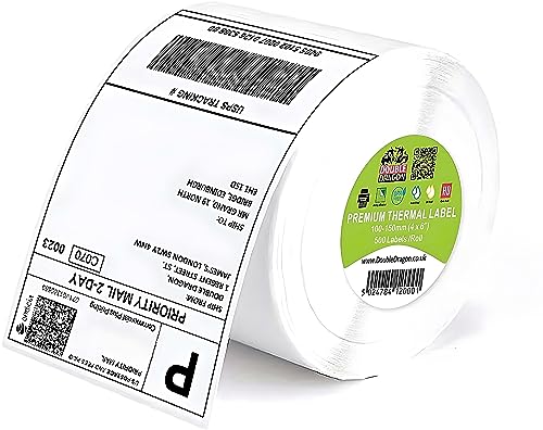 1 Roll, 500 Premium Coated Direct Thermal Labels, 100mm x 150mm (4" x 6"), Self-Adhesive, for Zebra, MUNBYN, Rollo, TSC, Toshiba, Citizen, Direct Thermal Label Printer, LP2844, GK420D, ZD420,ZP450
