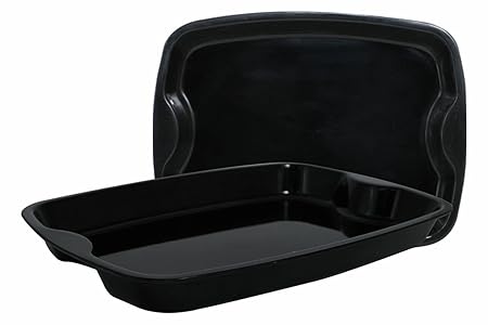 Good Day Big Serving Tray,Colorful Stackable Trays for Serving Tea Snacks Set of 2, Rectangular Black Color