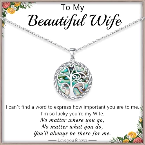 Christmas Gifts for Women Tree of Life Necklace for Women Birthday Gifts for Her Stocking Stuffers Pendant Necklace with Shell Tree Mothers Day Gift for Mom Grandma Wife Daughter Anniversary Christmas Jewelry