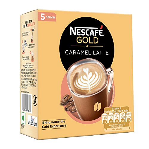 Nescafe Gold Instant Coffee Premix- Caramel Latte, 125g (5 Sachets x 25g)