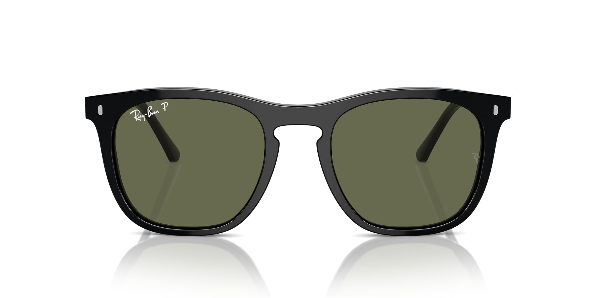 Ray-Ban Lunettes de soleil carrées Ray-Ban RB2210 – Verres polarisés verts, Noir