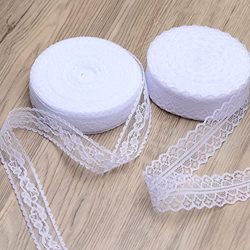DAHI Vintage Floral Blanc Dentelle Ruban, Ruban de dentelle vintage,Ruban Dentelle Blanc deMariage,Blanc Ruban en Dentelle Vintage,Ruban Belle dentelle(2 types,50 m)