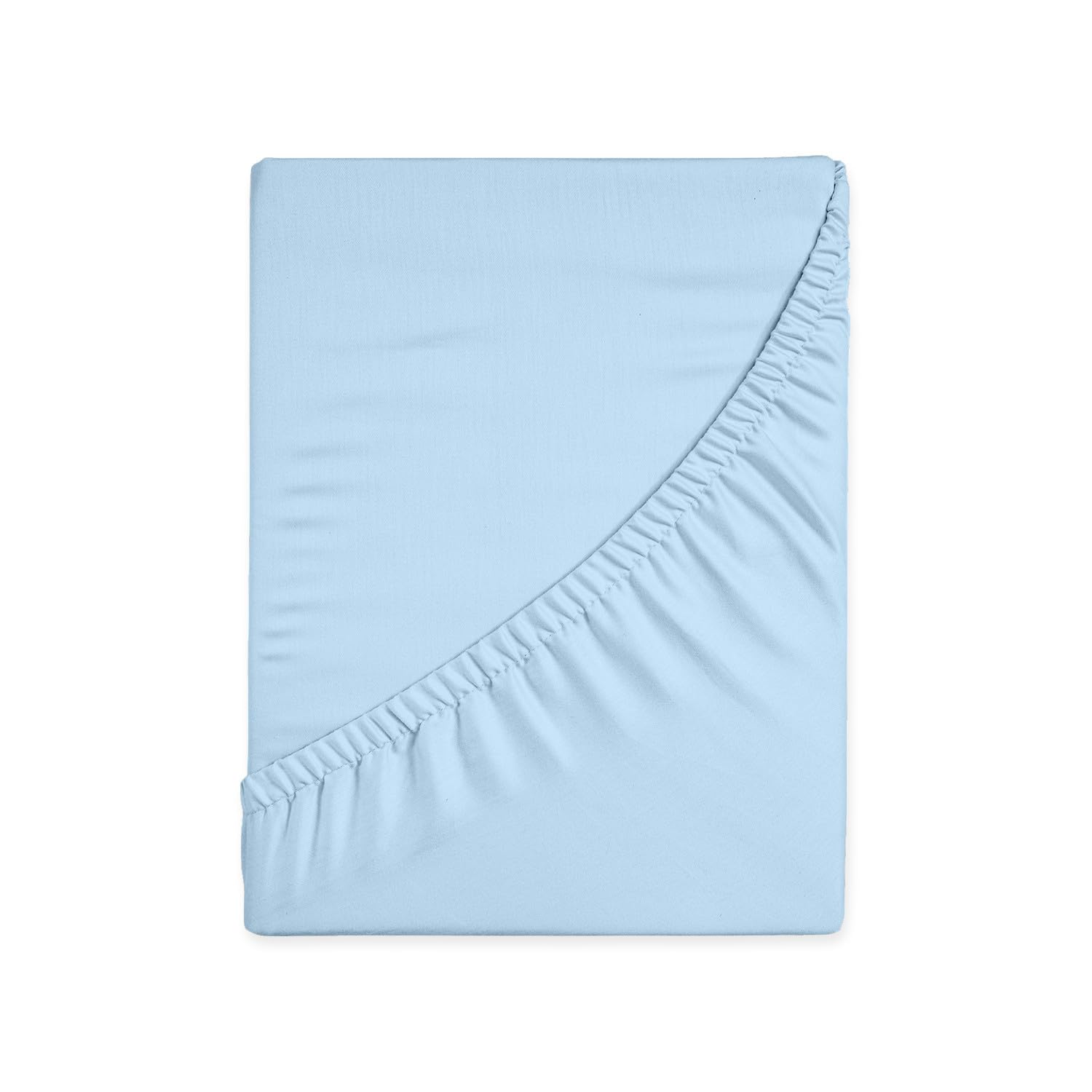 HUNTER BEDDING Pure 100% Cotton Emperor Fitted sheet 400 Thread Count Long Staple Cotton 1PC Fitted Sheet 200x200 cm,Sateen Weave 40cm Deep Fitted Sheets (Light Blue) — image 1