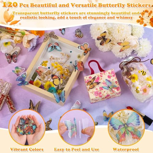 Image of 361 Pcs Fall Dried Pressed Flowers Butterfly Stickers for Resin Crafts