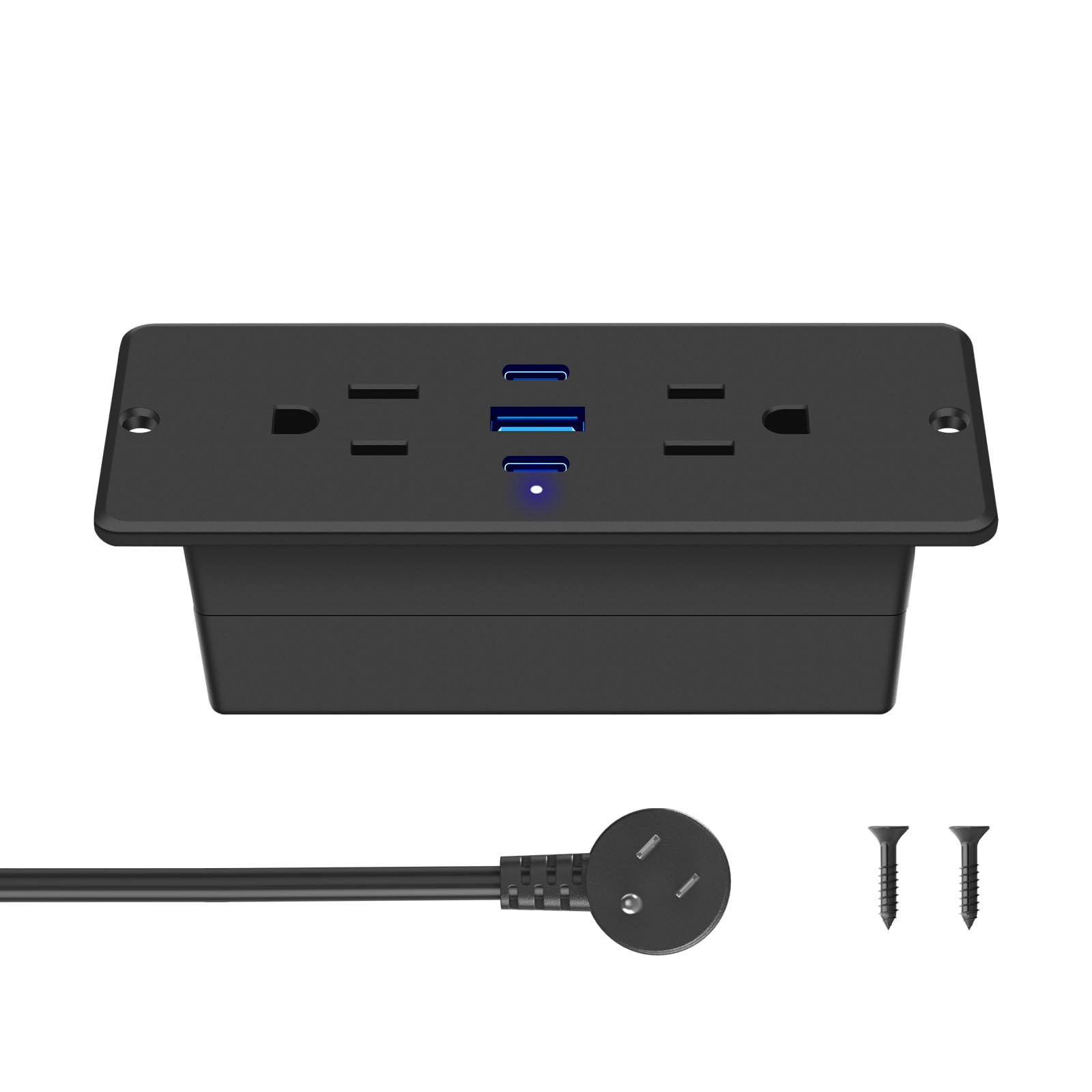 CCCEI Recessed Power Strip with Outlet and 65W USB C Ports, Furniture Flush Mount Power Strip, Small Desk Hidden Outlet for Conference Table,