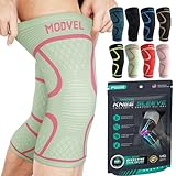 Modvel Knee Braces for Knee Pain Women & Men - 2 Pack Knee Brace for Knee Pain Set, Knee Brace Compression Sleeve, Knee Support for Knee Pain Meniscus Tear, ACL & Arthritis Pain Relief,Cream/Pink XL
