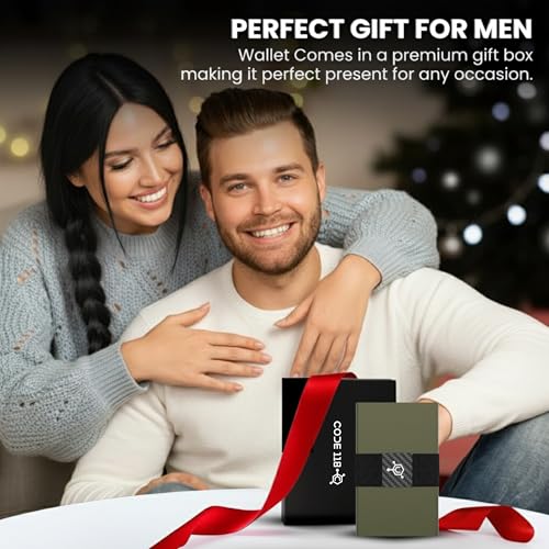 Image of CODE 118 Wallet for Men - Slim Minimalist Aluminum Smart Wallet with RFID Blocking - Compact cash and Credit card holder with Pop Up Ejector (Classic, Military Green)