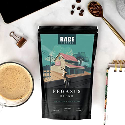 Image of Rage Coffee Pegasus Blend | Instant Coffee | Strong and Delicious | 60% Coffee, 40% Chicory | Velvety Smooth | 200gms Instant Coffee Pouch | Hot or Cold Coffee
