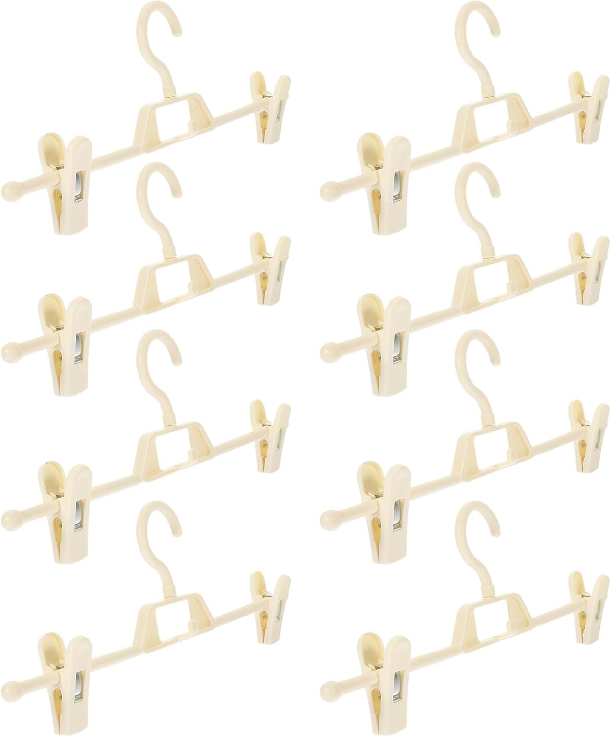 Sewroro Anti-Skid Clip Hangers for Pants and Jeans 10pcs White 360° Rotatable Household Pants Hangers Space-Saving Closet Organizer