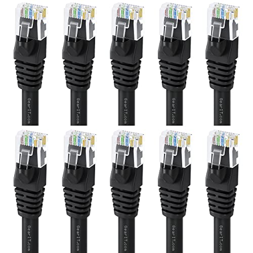 GearIT Cat 6 Ethernet Cable 6 ft (10-Pack) - Cat6 Patch Cable, Cat 6 Patch Cable, Cat6 Cable, Cat 6 Cable, Cat6 Ethernet Cable, Network Cable, Internet Cable - Black 6 Feet