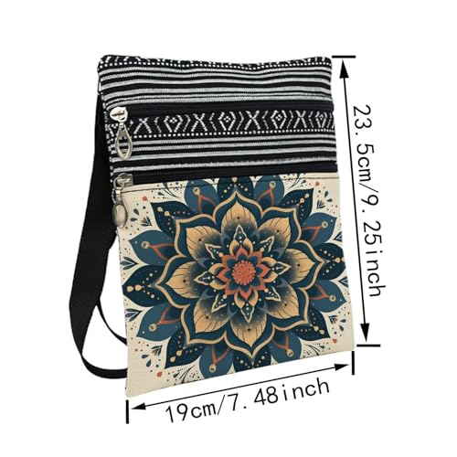 Kaleidoscope Messenger Bag Small Ethnic Pattern Printed Adjustable Strap Crossbody Zipper Bag Kaleidoscope Phone Bag Wallet Cute Shoulder Handbag for Women Friends -12