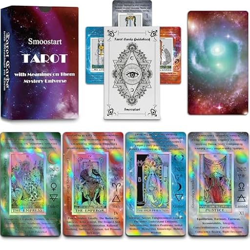 Smoostart Tarot Inglés olográfico para Principiantes con significados, con guía, Palabras Clave, Elemento, Planeta, zodíaco, Chakra, sí o no (Versión Inglesa) | Ya disponible en tu tienda friki favorita! En mundofriki.es!