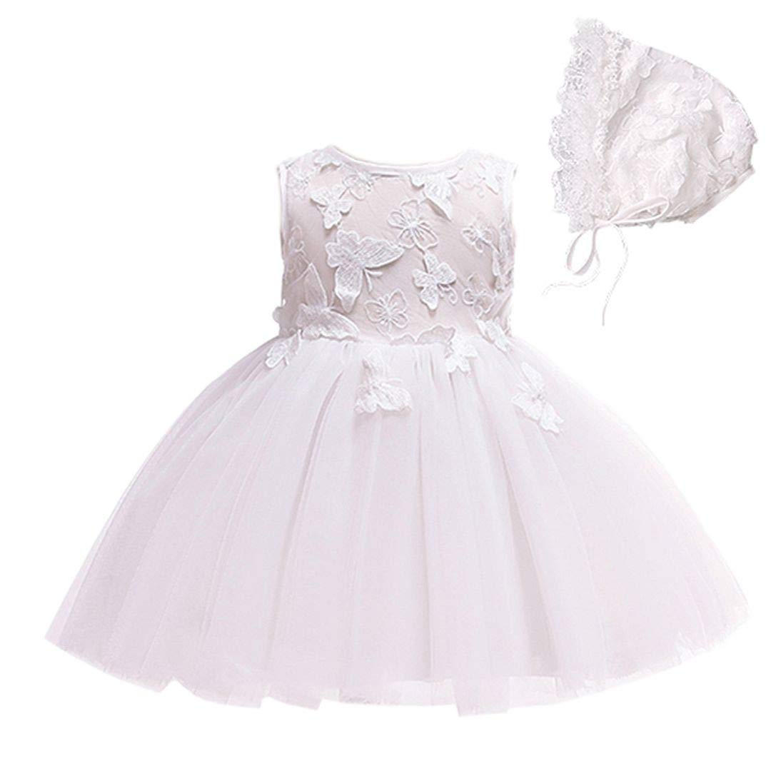 Bow Dream 2pcs Baby Girl Dress Infant Butterfly Wedding Formal Christening Baptism Party Dresses for 0-24 Months