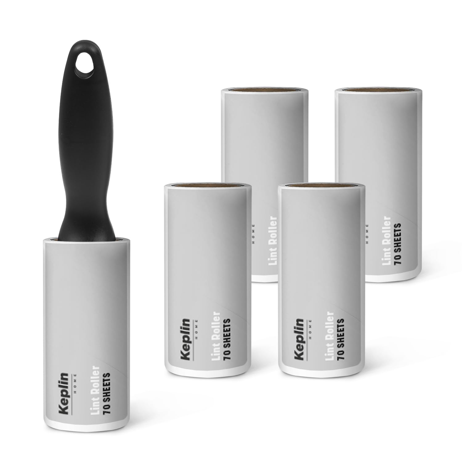 KEPLIN Lint Roller, Pet Hair Remover, 5 Sticky Refill Heads, 350 Sheets | Easy-peel sheets, gentle on fabric, multi-surface use, comfortable ergonomic grip, battery-free, travel-friendly