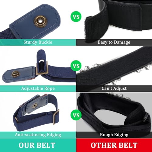 2 Pcs Buckle Free Belt Women Men, Elastic Comfortable Side Belt Bros Invisible Buckleless Belts for Women Men Jeans4