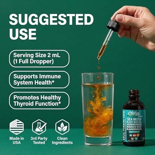 Clean Nutraceuticals Organic Sea Moss Liquid Drops with Bladderwrack, Burdock & Ashwagandha (2 fl oz) — view 7