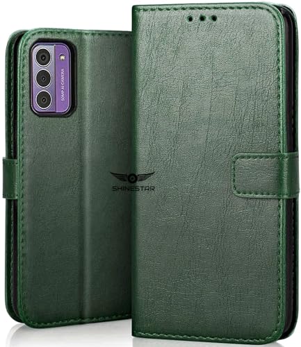 Image of SHINESTAR Nokia G42 5G Flip Back Cover | PU Leather Flip Cover Wallet Case with TPU Silicone Case Back Cover for Nokia G42 5G - Unique Green
