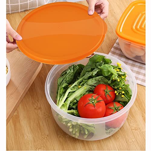 Image of 7Pcs Round Mixing Bowl Set Salad Bowl with Airtight Lids Plastic Nesting Mixing Bowl Set for Packing and Serving Christmas Salads Candies Cookies, Microwave Safe