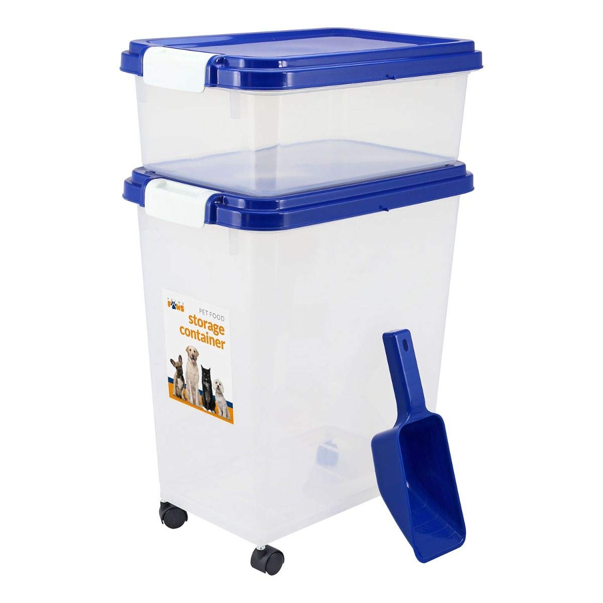 3-Piece Airtight Dog Food Container Set – Transparent BPA-Free Pet Food Storage – Blue
