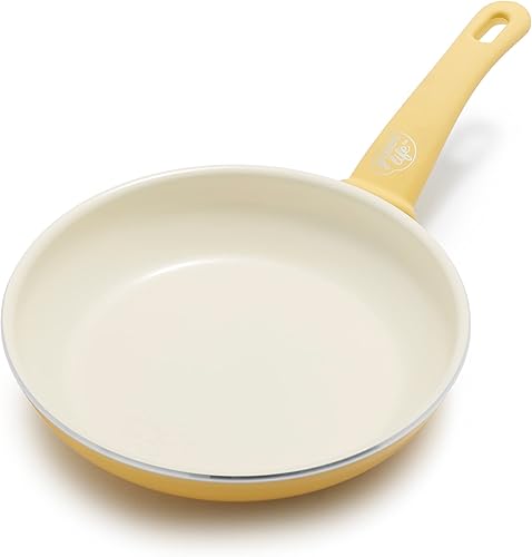 GreenLife Soft Grip - Sartén antiadherente de cerámica saludable, de 8 pulgadas, sin PFAS, apta para lavavajillas, color amarillo