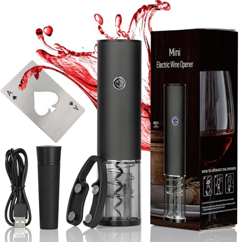 La Mejor Lista de Sacacorchos los más recomendados. 50 NICLY Sacacorchos Eléctrico de Vino 5 en 1, Destapador Eléctrico Recargable con Corcho al Vacío, Abrebotellas Automático de Vino, Sacacorchos Manual, Regalo Fiesta Hogar Cocina...