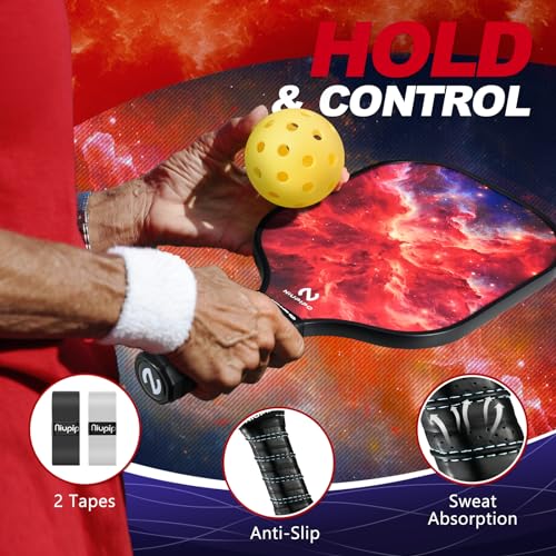 Image of niupipo Pickleball Paddles Set of 2 or 4, USAPA Approved Fiberglass Pickleball Paddle Set with Balls and Bag, Polypropylene Honeycomb Core, Lightweight Pickleball Paddles for Beginners Men Women