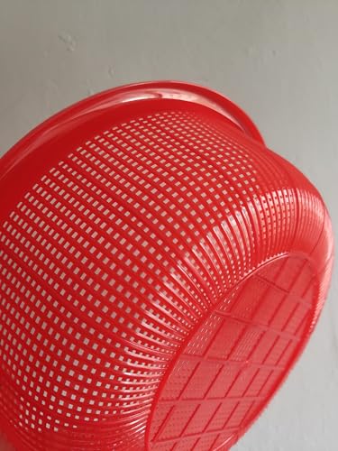 Image of 4 pcs Plastic Wash Basket Round Perforated Colander Wash Vegetables and Fruits Drain Cooked Pasta Kitchen Essentials Food Strainer Basket Strainer Kitchen red