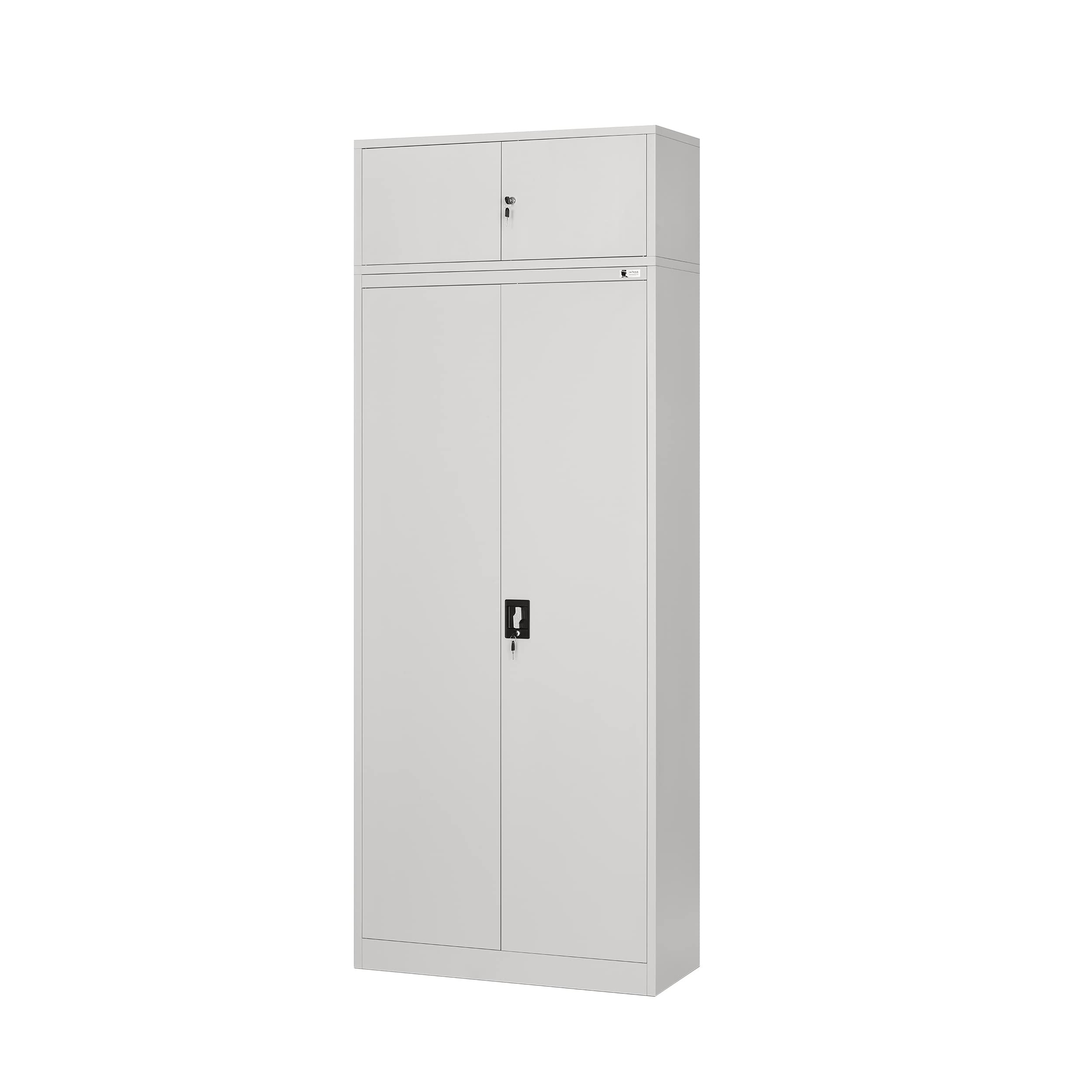 Jan Nowak Aktenschrankaufsatz C01L Aufsatz für Aktenschrank Büroschrank Metall Pulverbeschichtung Flügeltüren 38 x 90 x 40 cm (Grau)