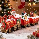 Furjane Christmas Table Decorations Indoor Train Figurines Small Santas Gift Train Decorative Xmas Train Set for Table Top Centerpiece Fireplace Decor
