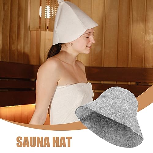 Happyyami Saunahut Russischer Badehut Vaporarium-Hut Filzhüte Wiederverwendbare Saunahüte Badezubehör Für Dampfbad Sauna Spa Saunaraum Grau – Bild 4