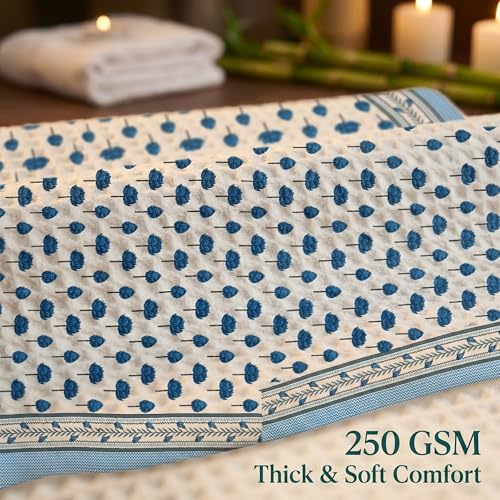 Image of Mafatlal Madhuban Soft Cotton Towel Set (1 Bath 147x76 cm + 2 Hand 76x38 cm) | 250 GSM | Absorbent, Waffle Weave | Regatta Color