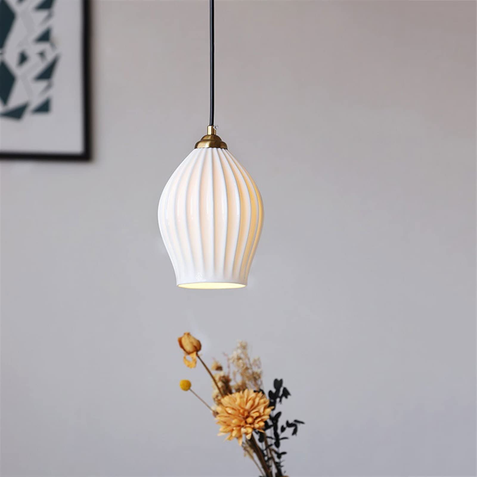 Lampy wiszące Spersonalizowana ceramiczna lampa wisząca z pojedynczą głowicą, stołowa do restauracji i baru, nowoczesna prosta dekoracja schodów