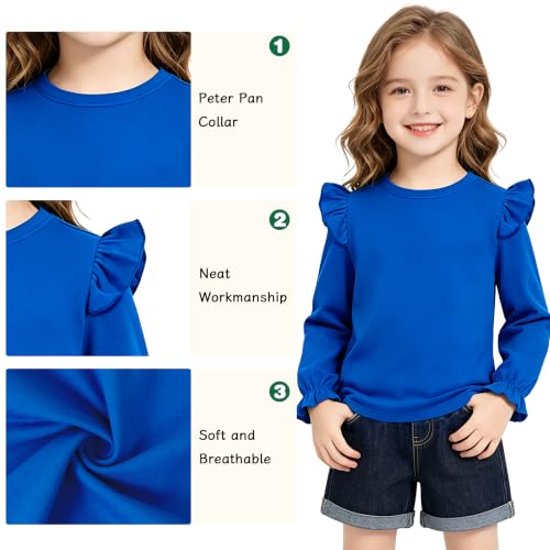 Image of LYSMuch Toddler Baby Girls Blouse Long Sleeve Ruffle Shirt Solid Top