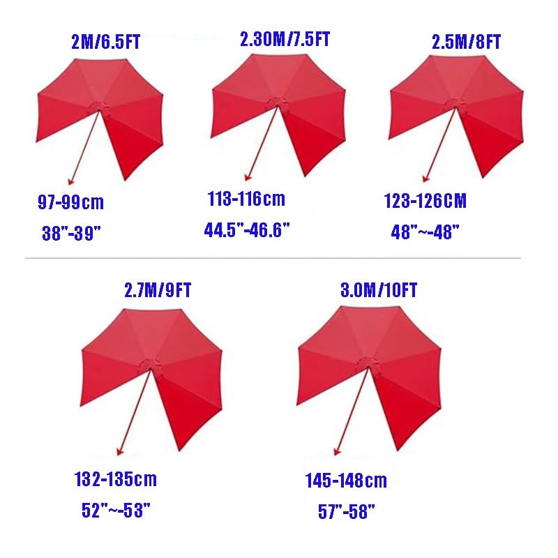 GSKFXJ Patio Umbrella Replacement Canopy 6.5ft 7.5ft 8ft 9ft 10ft Outdoor Table Umbrella Top Cover for 6Ribs 8Ribs Parasol Replacement Cover Round(Dark Green,2.5m/8ft-8Ribs)