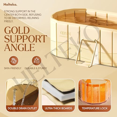 Image of Bathremedy Bath Tub for Adult for Bathroom, Foldable Tub for Home Use with Drainage Hole, Thickened Insulated Ice Bath Tub, Inflatable BathTub for Adults, Ice BathTub for Adults (Big Yellow)