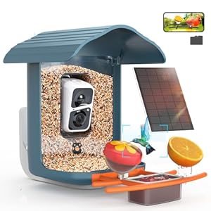 birdsnap® PAV – Smart Bird Feeder with Camera, 5 DIY Add-ons & 64GB Card Record Bird Video Bird House for Outside, AI Identify Bird Auto Capture with Solar Panel, Ideal Gift for Bird Lover, Blue